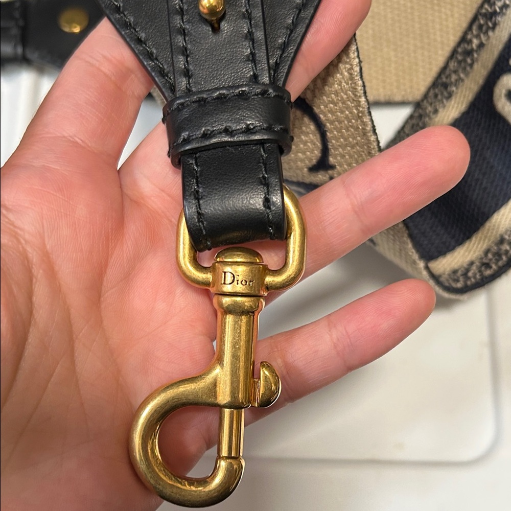 Dior Navy and Beige CHRISTIAN DIOR Woven Canvas Strap - Picture 3 of 12
